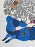 Traditional Gond wall painting of Bull and Birds